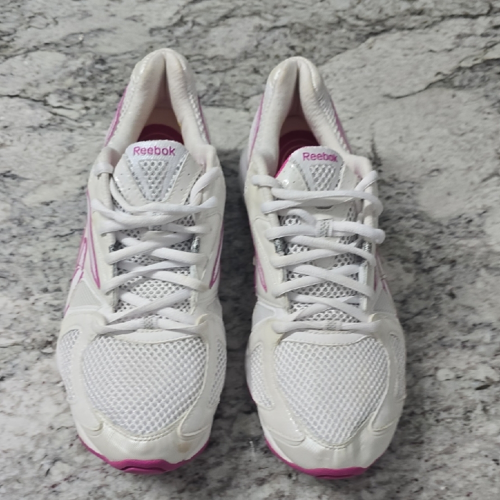 Reebok White and Pink Athletic Shoes with Mesh Upper